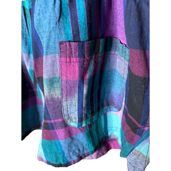 Confess Womens Medium Plaid Cotton Romper With Adjustable Straps & Button Closur - Picture 8 of 8